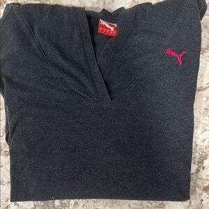 Puma Black V-Neck Top with Pink Logo